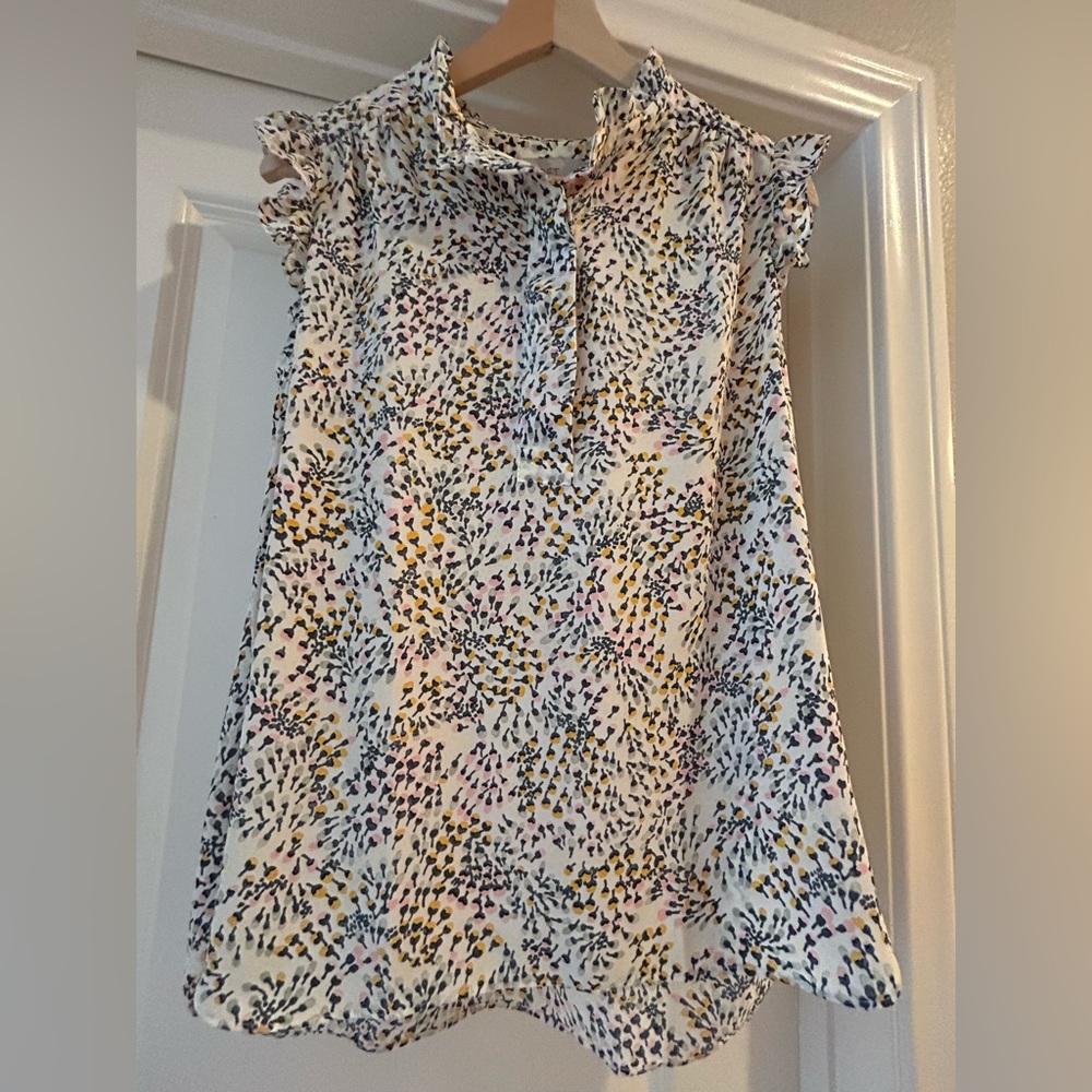 LOFT Sleeveless Ruffled Blouse